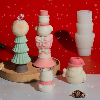 Noel Mum silikon kalıp Noel Ağacı Kardan Adam El Yapımı Sabun Kalıp Assemblable Mum Kalıp Noel Kalıp