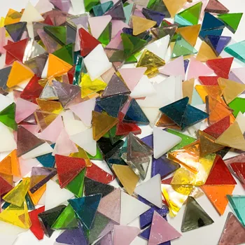 Üçgen Renkli Saydam Cam Mozaik, El Yapımı DIY Dekoratif Aksesuarlar, 1.4 cm, Retro, 100 Adet