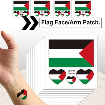 200-10 ADET Dövmeler Çıkartmalar Su Transferi Sticker Canlı Renkler Filistin Bayrağı Sticker Tek Kullanımlık Dövmeler Çıkartmalar Yüz Kol
