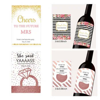 20 adet Özel şarap şişesi Yapışkanlı Etiketler Kişiselleştirilmiş Şampanya Sarmalayıcıları Sticker DIY Düğün Dekorasyon Parti Malzemeleri