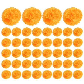 3.9 inç Marigold Çiçekler Yapay Ölü Çiçek 50 Adet Sahte Marigold Çiçekler Kafa Marigold Garland Yapımı