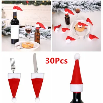 Noel Dekorasyon Sofra Tutucu Çanta Noel Şapka Çatal Bıçak Çatal Çanta Noel Ev mutfak dekoru Süs Navidad Yeni Yıl