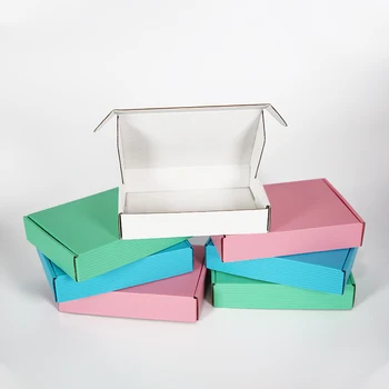10 Paket Renkli Oluklu kağit kutu Uçak Karton Hediye ambalaj Kutusu Peruk T-shirt hediye paketi Kutusu Düğün Noel için