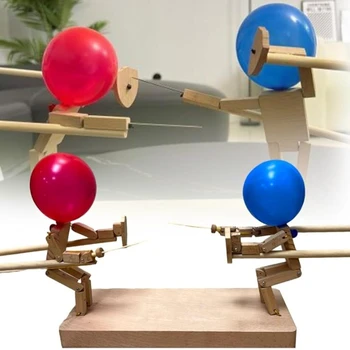 Balon Bambu Adam Savaş Ahşap Savaşçı Şişme Kafa ile Hızlı Tempolu Balon Mücadele Ahşap Botlar Savaş Oyunu 2 Oyuncu için