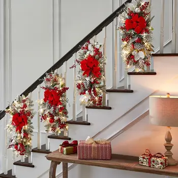 Noel Çelenk Noel Süsler ön kapı pencere merdiven dekor olmadan / ışık kolye Garland noel dekorasyonları yeni