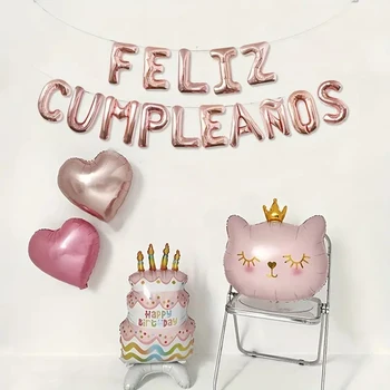 16 İnç İspanyolca Mutlu Doğum Günü Folyo Harfler Balonlar FELİZ CUMPLEANOS Çocuklar Doğum Günü Yetişkinler İçin Parti Olay Malzemeleri Dekorasyon