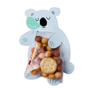 100 Takım Şeker Torbaları Plastik Çocuklar Doğum Günü Partisi Eğlenceli Yaratıcılık Karikatür Hayvan hediye çantası Bebek çikolatalı kurabiye kalıbı Kağıt Ambalaj Çantası