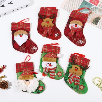 Noel Dekoratif Çorap Karikatür Noel Baba Kardan Adam Elk Çorap Noel Ağacı Kolye Merry Christmas Navidad Mutlu Yeni Yıl