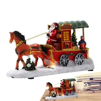 Masa Kızak Arabası Dekor Noel Santa Binmek At Çizilmiş arabaları dekor ışıklı müzikal At arabası Noel El Sanatları