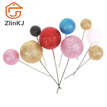 20 Adet Glitter Topları Dekor Karışık Boyutu Renkli Balonlar Kek Topper Doğum Günü Partisi Düğün Tatlı Kek Dekorasyon