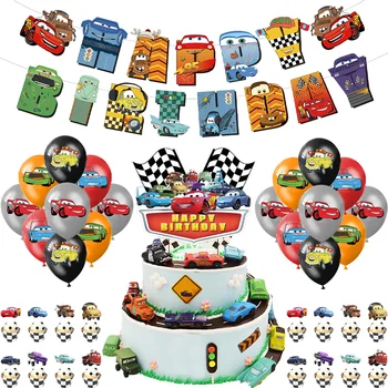 Disney Parti Dekorasyon Arabalar Tema Parti Dekorasyon Afiş Kek Topper Balon çocuk Parti Malzemeleri Prop Çocuk Doğum Günü Dekor
