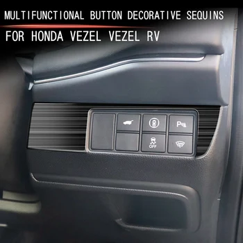 Araba Siyah Titanyum Fırçalanmış Çok Fonksiyonlu Düğme Dekoratif krom çerçeve Trim Honda Vezel için HR - V HRV 2021 2022