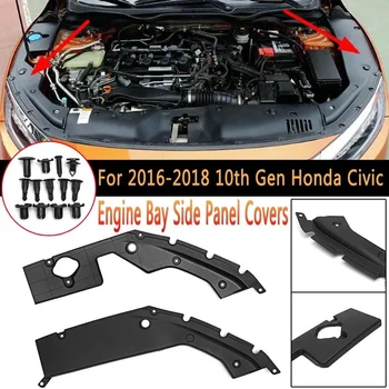 RMAUTO 2 Adet Araba Motor Bölmesi Yan Panel Kapağı Motor Kaputları Kapak Siyah için Honda Civic 10th Gen 2016-2020 Araba Motoru Aksesuarları