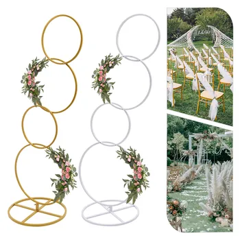 Düğün Zemin Standı, Ayrılabilir 4 Katmanlı Metal Çiçek Kemer Çerçeve Fotoğraf Koridor Dekor, masa Centerpiece (Yuvarlak / Kare veya Altın