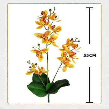 3 Kök 15 Kafaları Gerçek Dokunmatik Lateks Yapay Güve Orkide Sahte Phalaenopsis yapay çiçekler yaprakları İle Düğün Ev Dekor İçin