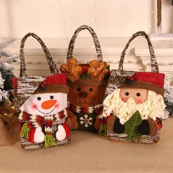 Noel Bez Çantalar Hediye Keseleri-Noel Dekorasyon Malzemeleri Noel Şeker Çantası yılbaşı dekoru