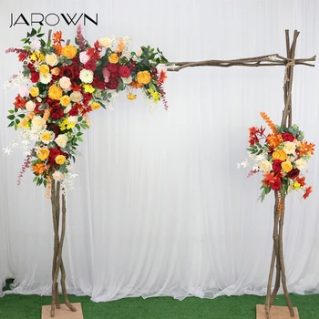 Özelleştirilmiş Çiçek Sıra Lüks Turuncu Bordo yapay çiçekler Düğün Arka Plan Dekorasyon noel ev partisi dekoru