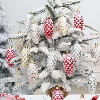 5 Adet Noel Boyalı suni çam kozalağı Topları Asılı Kolye Merry Christmas Ağacı Dekorasyon Ev İçin Noel Süs Hediye 2024