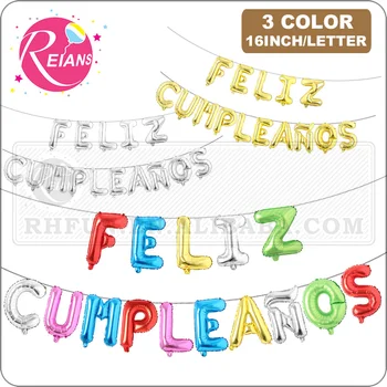 16 inç İspanyolca Mutlu Doğum Günü Harfler Balonlar Alfabe Folyo Globos Doğum Günü Partisi Dekorasyon Afiş Bebek Duş tedarikçiler