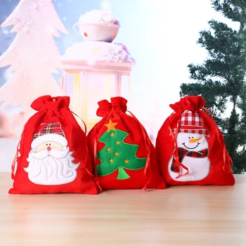 1 Adet Noel Kadife Çanta 30*25 40*30 40*55cm Küçük Şeker hediye Çantası büzgülü torba Noel Favor Bilezik Takı Ambalaj Poşetleri