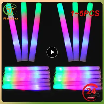 1 ~ 5 ADET Light-Up LED Renkli Köpük Sopa Sünger Glowsticks Cop Ralli Rave Glow Değneklerini yanıp sönen ışık Sopa Parti Tezahürat Kaynağı