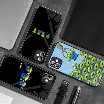 Disney Alien Telefon Kılıfı Temperli Cam iPhone 14 Pro Max Kapak 13 12 Mini 11 X XS XR SE 2020 6 6S 7 8 Artı Coque