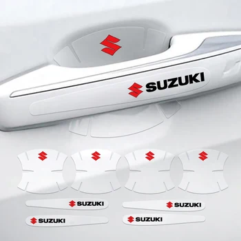 4/8 adet Şeffaf Anti Scratch Araba Kapı Kolu Koruyucu Film Sticker Suzuki Swift Jimny Alto Liana Samurai Baleno SX4