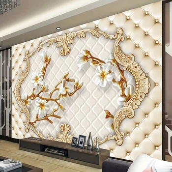 Özel Fotoğraf Duvar Kağıdı Avrupa Yumuşak Çanta Çiçek Duvar Oturma Odası TV Kanepe Yatak Odası Yaratıcı Sanat Ev Dekor Papel De Parede Sala 3D