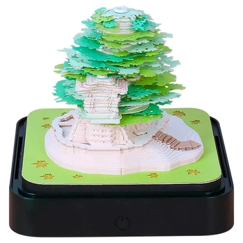 3D Sanat Takvim Bloknot 2024, Yaratıcı Timepiece Takvim Sakura Ağacı Rip Away Kağıt Oyma Yapışkan DIY Not