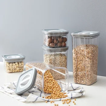 Buzdolabı yiyecek kutusu Organizatör saklama kavanozları Tahıllar için Plastik Kavanoz Toplu Plastik Kek Kutuları Baharat Mutfak Kavanoz Çıkartmalar Ev