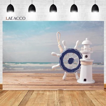 Laeacco Doğum Günü Ahşap Tahta Deniz Plaj Bebek Çocuk Phorocall Özelleştirilmiş Poster Portre Fotoğraf Arka Planında Fotoğraf Arka Plan