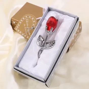 Sevgililer Günü Hediyesi Kristal Cam Yapay Gül Çiçek Gümüş Şeffaf Simülasyon Gül Çiçek Ev Düğün Parti Hediyeler İçin