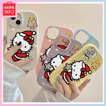 Mınıso Yay Noel Ağacı Hello Kitty için Uygun İphone 15 Promax telefon kılıfı İphone 13 14 Yeni Sevimli Karikatür Düşme Koruma Çantası