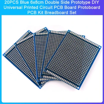 20 ADET Mavi 6x8cm Çift Taraflı Prototip DİY Evrensel Baskılı Devre PCB kartı Protokolü PCB Kiti Breadboard Seti