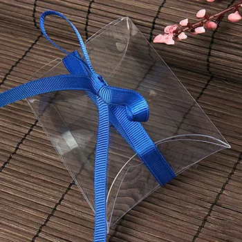 DHL 2.8*6*12.5 cm 40 Adet / grup Olay Yeni Stil Düğün Favor Hediye Ambalaj Kutusu Yastık Şekli Şeffaf PVC Plastik Şeker Paketi Kutusu
