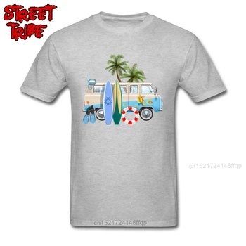 Yeni Erkek T-shirt Tatil Günlük T Shirt Araba Ve Sörf Tahtası Baskı Elbise Palmiye Ağacı Tees Plaj Piknik Üstleri Pamuklu Kumaş