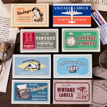 60 Adet / paket Vintage Kırtasiye Etiket Seti Sevimli Etiket Etiket Etiket Okul Ofis Parti Scrapbooking Çıkartmaları