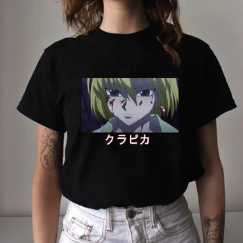 Harajuku Anime Hunter X Hunter T Shirt Kadın Kurapika Gözler Tshirt komik tişört Sevimli Anime Üst Tee Kadın