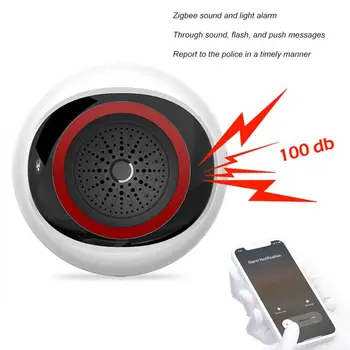 Tuya Zigbee Akıllı Ses ve ışık alarmı 100DB 2-in-1 Sensör Pil Usb Çift Güç Akıllı Ev İle Çalışır Akıllı Yaşam Zigbee Hub