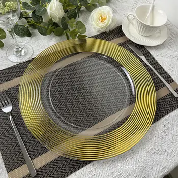 100 Adet servis örtüsü Plastik Dekoratif Servis Tabağı Altın Gümüş Akşam Yemeği Servis Düğün Dekor Masa Yer Ayarı 13 İnç