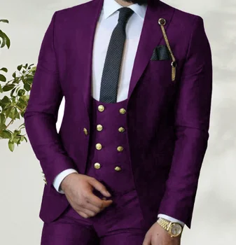 2024 Kostüm Homme İtalyan İş Slim Fit 3 Adet Yeşil erkek Takım Elbise Damat Balo Smokin Groomsmen Blazer Düğün için