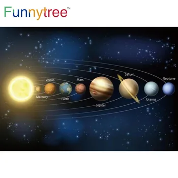 Funnytree Gezegen Dış Uzay Arka Plan Yıldız Doğum Günü Yenidoğan Bebek Duş Parti Comet Galaktik Sistemi Photocall Zemin