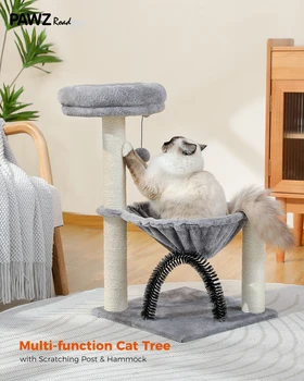 H90CM Küçük Kedi Ağacı Kulesi Hamak tırmalama sütunu Peluş Sepet bakım fırçası Kitty Dayanıklı Kararlı Büyük Levrek Topu