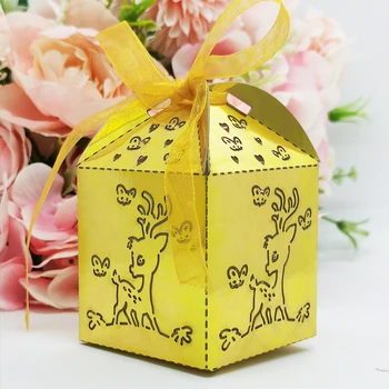 25 adet şeker kutusu Sevimli Geyik Desen İyilik Misafirler için ambalaj kutusu Çocuklar için Doğum Günü çocuk Günü Vaftiz Bebek Duş Parti