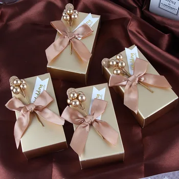 100 adet Sıcak Satış Düğün Favor Şeker Kutuları Doğum Günü Partisi Dekorasyon Hediye Kutuları Kağıt Torbalar Olay Parti Malzemeleri Ambalaj Hediye Kutusu