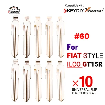 10 Adet/grup Tipi #60 GT15 GT15R itmeli anahtar Metal Boş Kesilmemiş Flip KD Uzaktan itmeli anahtar Fiat NO.60