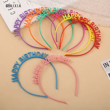1 adet / paket Mutlu Doğum Günü Kafa Bandı Süslemeleri Doğum Günü Kız Parti Şapka Renkli Doğum Günü Partisi Macaron şapka saç bandı