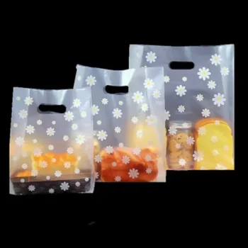 50 Adet Papatya Çiçek Plastik hediye çantası Noel Şeker Çerez ambalaj poşetleri Düğün Doğum Günü Partisi Hediye Paketleme Çantası