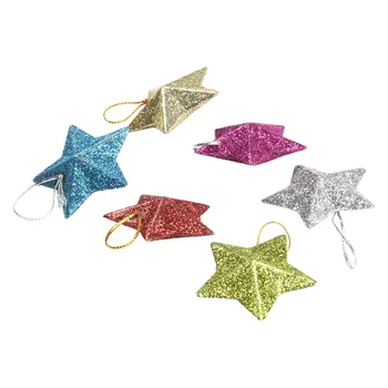 6 adet Glitter Mini Kolye Yıldız Yılbaşı Ağacı Asılı Süslemeleri Noel Süs Doğum Günü Partisi Ev Dekorasyon Aksesuarları İçin