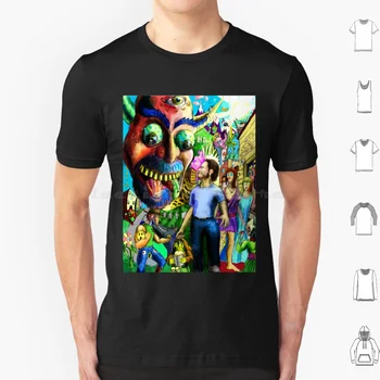 Çok Fazla Bir Şey T Shirt Büyük Boy %100 % Pamuk Garip Tuhaf Trippy Çılgın Desenler Patternistic Psychedelic Müzik Korku